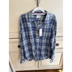 The Normal‎ Brand Men's Blue Checkered Plaid Casual Button Up XL NWT